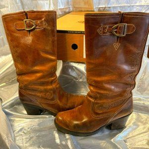 tall brown leather boots boots